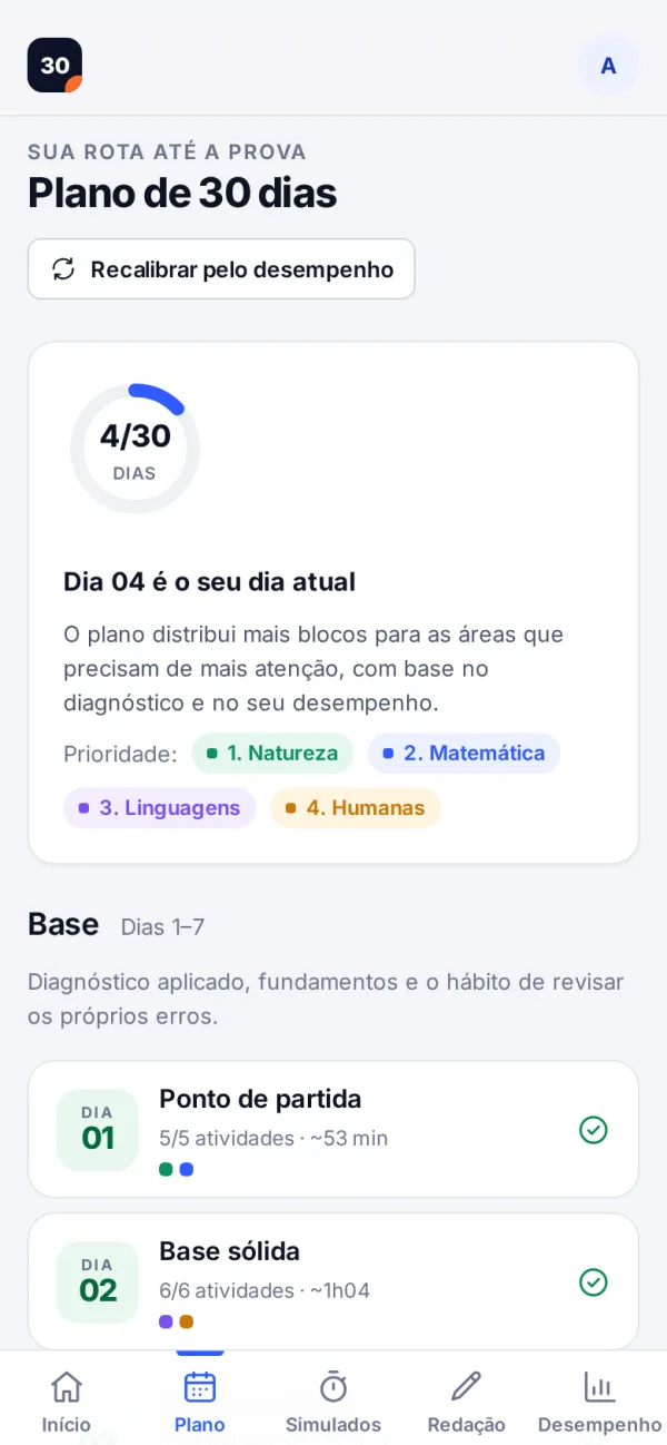 Tela: Plano de 30 dias