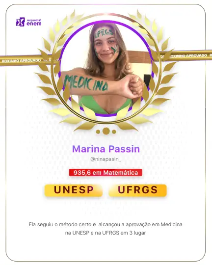 Card de aprovação de aluno do método xequemat